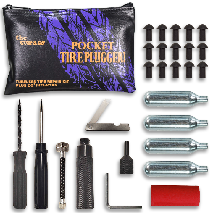 Stop & Go 1001 Tubeless Tire Pocket Plugger Repair Kit with CO2 (15 Plugs)