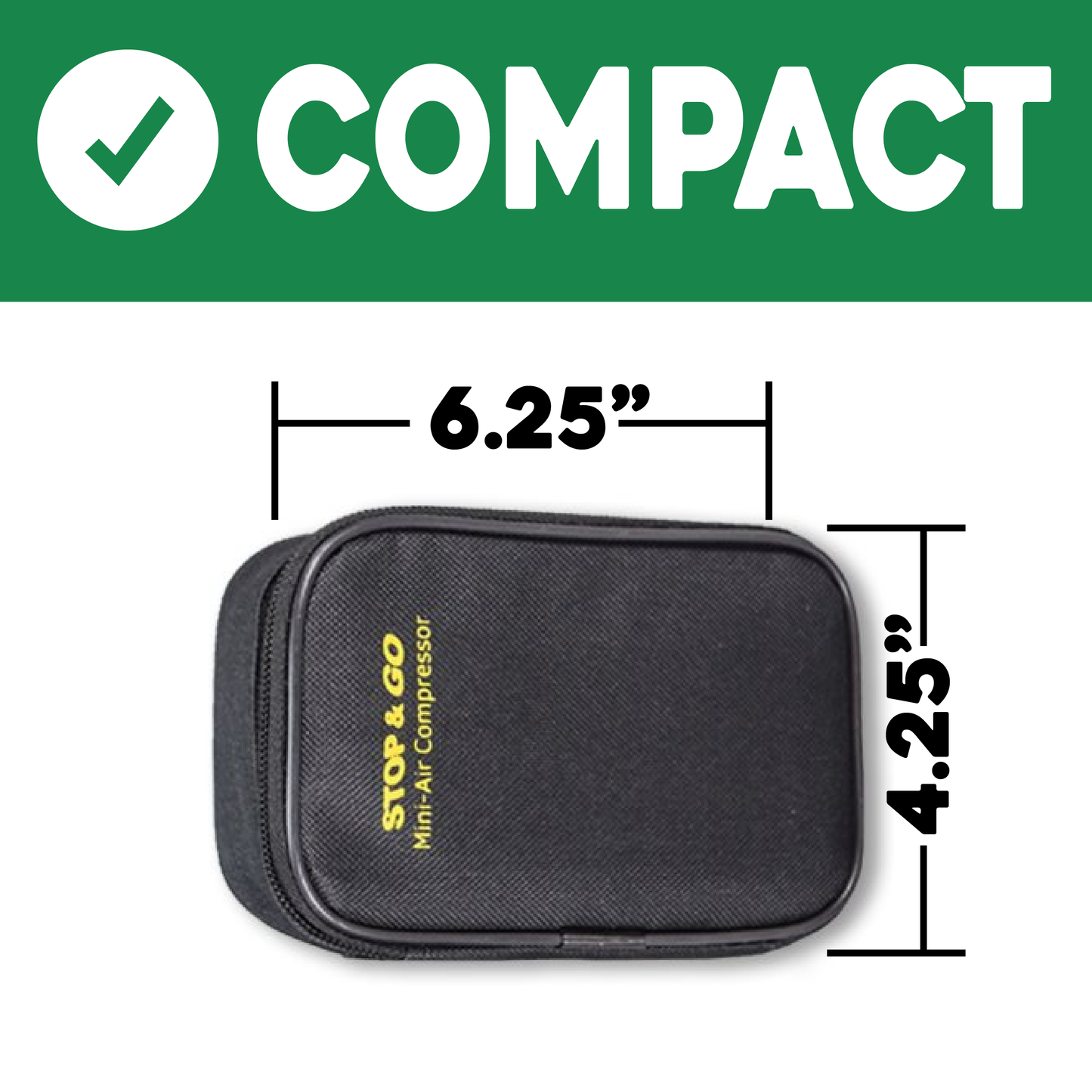 Stop & Go RCP Compact Mini-Air Compressor / Inflator with 12V Car Adapter & Built in LED Light for Motorcycle, Scooter, ATV, UTV, Golf Cart, & Lawn Mower