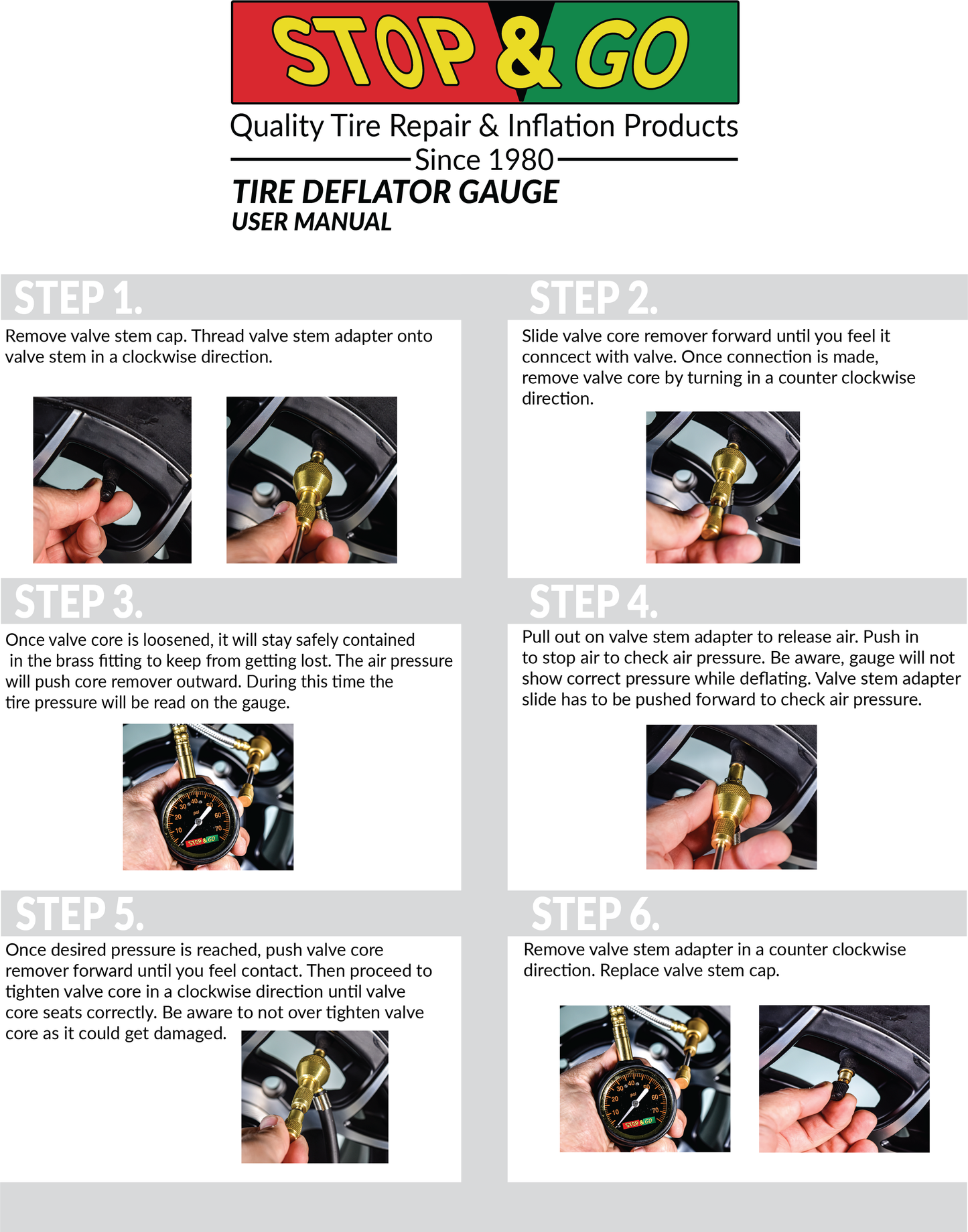 Stop & Go 2010 Rapid Analog Tire Deflator, Accurate 0-80PSI Pressure Gauge for Jeeps, 4x4, ATV, UTV, Truck, and Other Off Road Vehicles