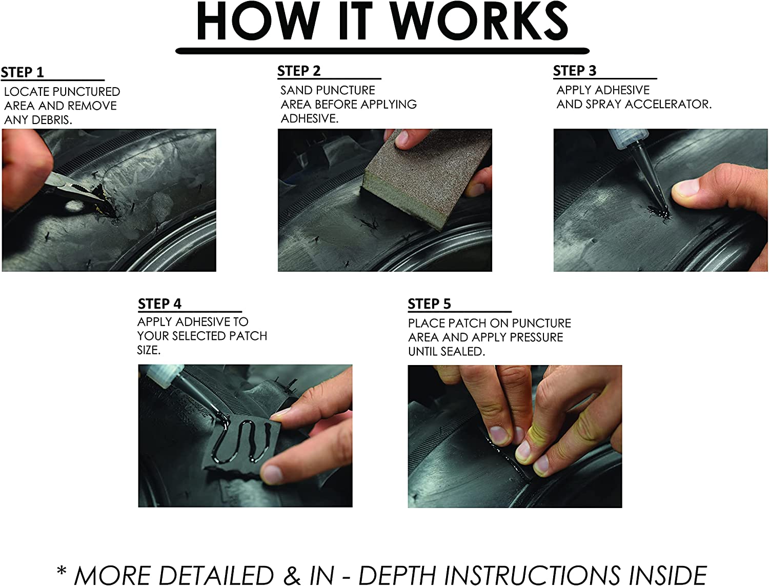 Tire Damage Side Wall Puncture Repair Stop Go SW1000 14 Piece