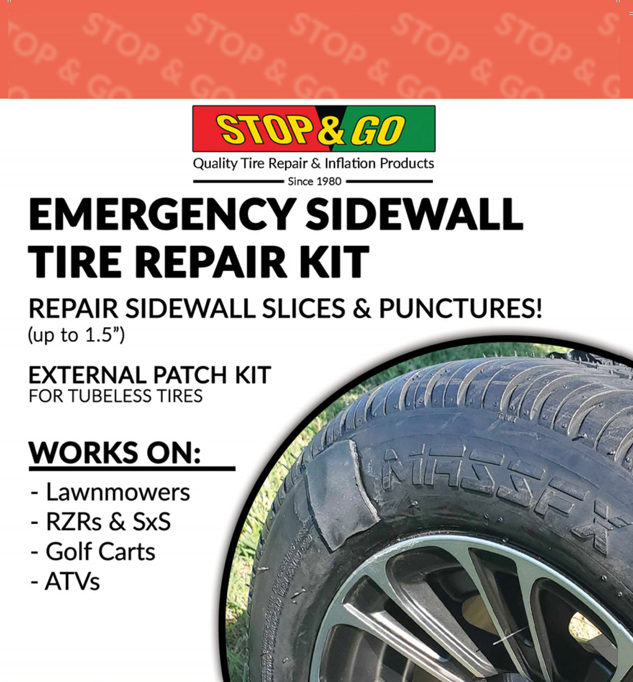 Stop & Go SW1000 Emergency External Sidewall Tubeless Tire Repair Kit for ATV & UTV