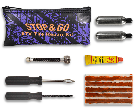Stop & Go 8065 Tubeless Tire Repair Kit for ATV with CO2 for Punctures (5 Plugs)