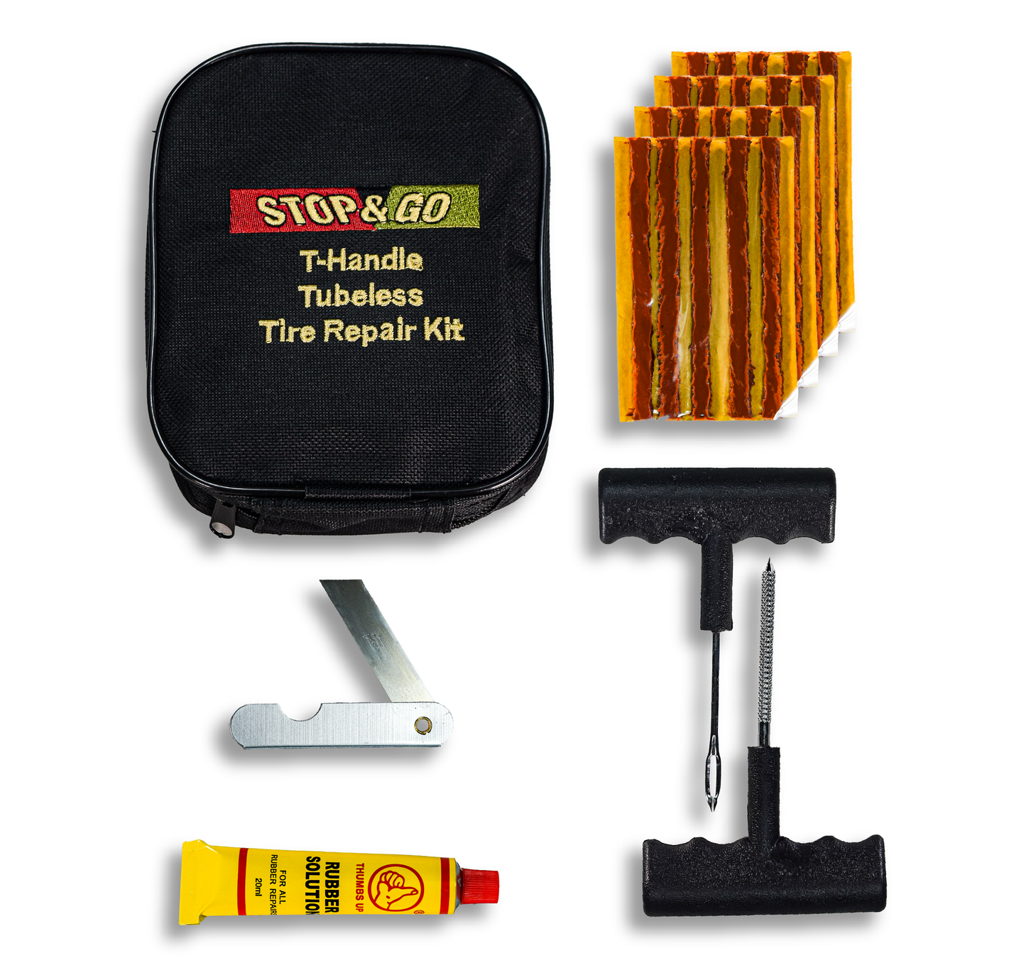 Stop & Go 1020 25 Piece Tubeless T-Handle Rope Plug Tire Repair Kit (20 Plugs)